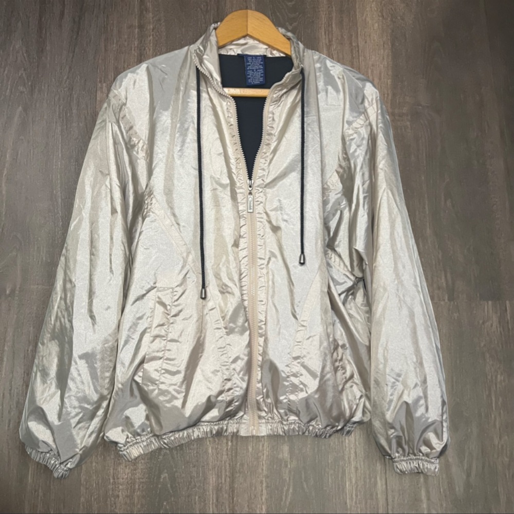Catalina Champagne Metallic‎ Windbreaker Jacket Size Large